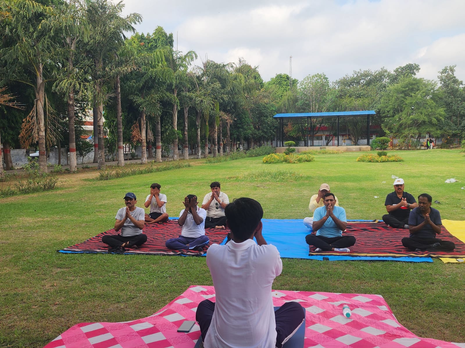 Beautiful yoga session in the studio